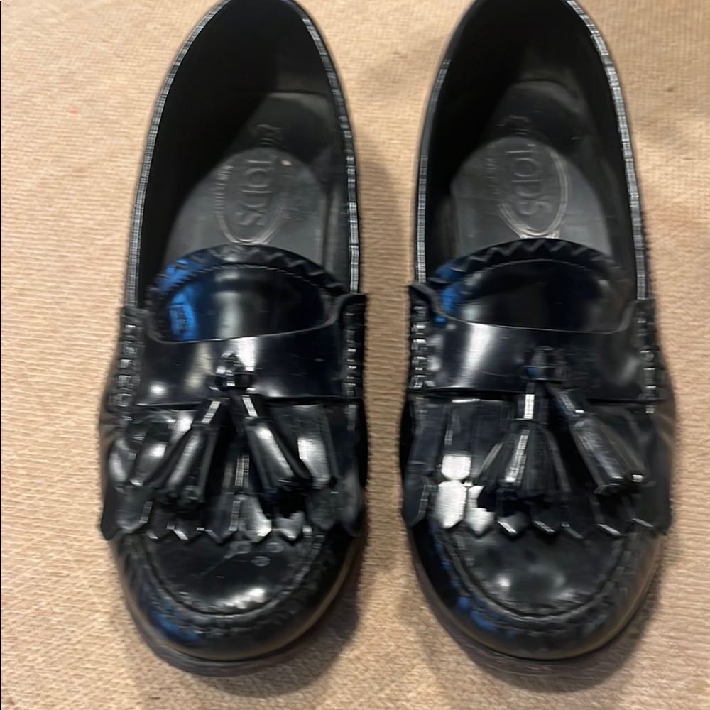 Tod's Black Leather Loafers